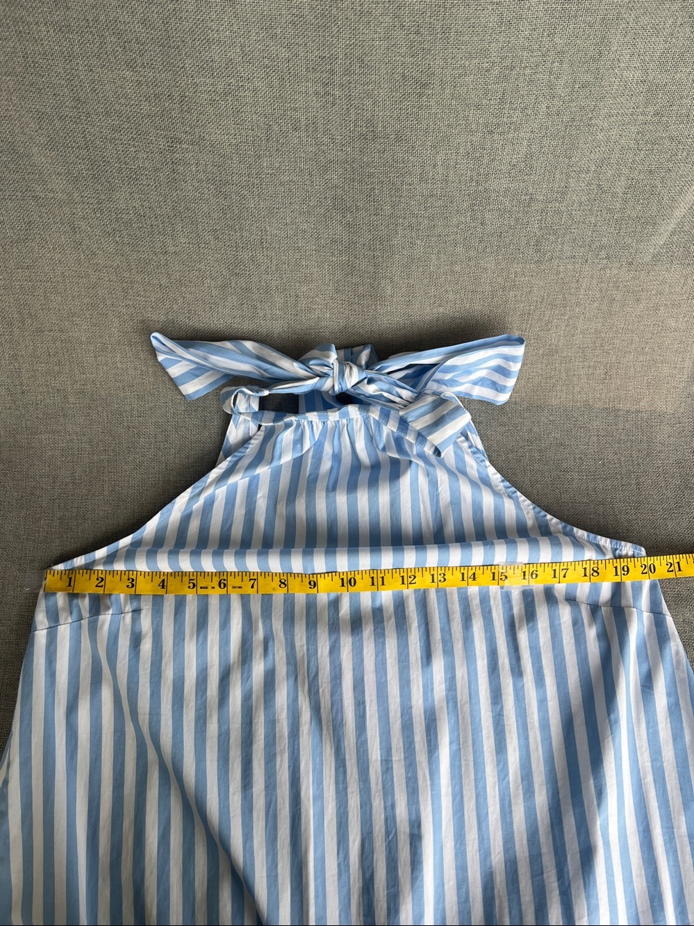 NWT Staud Marlowe Halter bow MINI cotton dress sea stripe white blue size S - Picture 12 of 12